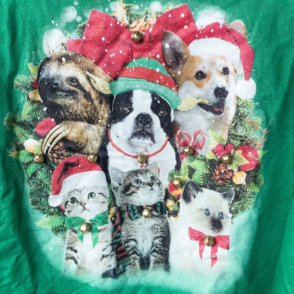 Fifth Sun | Green Dogs & Cats Jingle Sweater - Picture 4 of 6